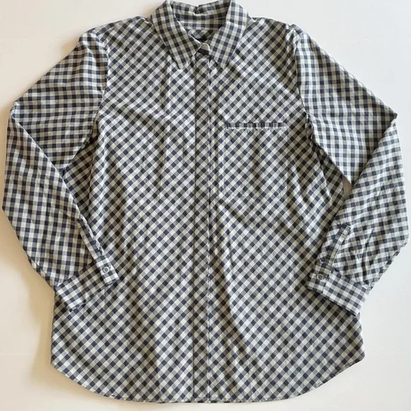 Lafayette 148 Women’s Button Down Gingham Collared Top - Picture 10 of 10